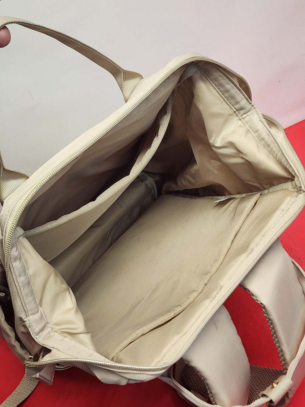 Paris Hilton Quilted Laptop Backpack in Beige - Picture 5 of 9